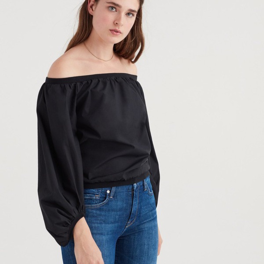 7 For All Mankind Off Shoulder Blouson Top